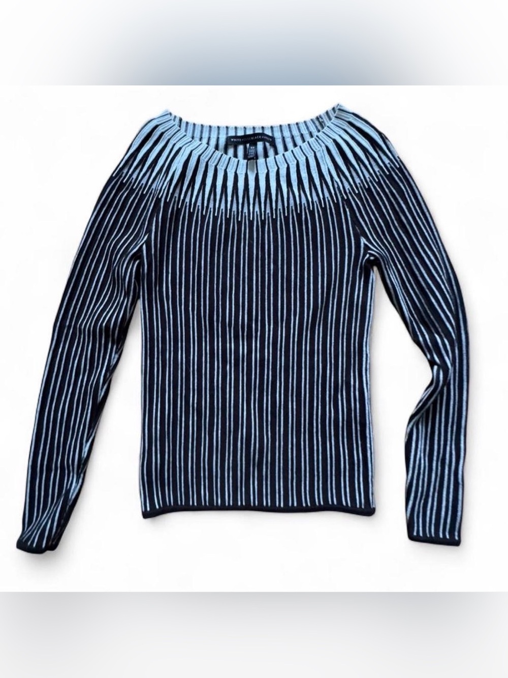White House Black Market Black & White Striped Boatneck Sweater